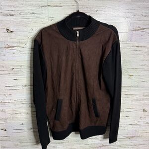 Peter Millar Full Zip Long Sleeve Brown black wool Jacket - Size Medium